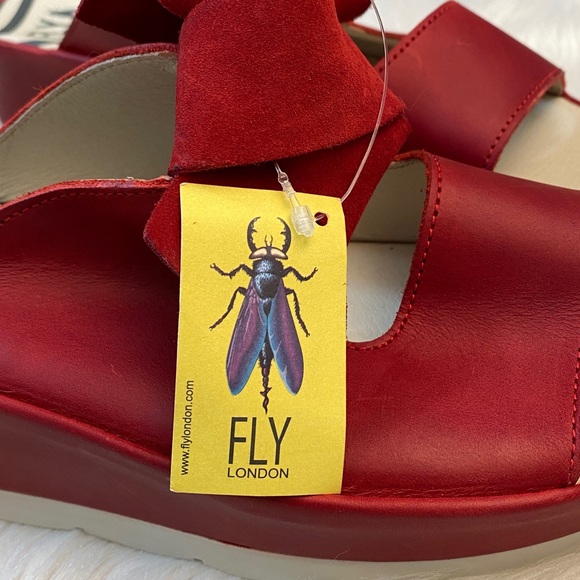 NWT FLY London Red Leather Sandals, Size 10.5/11 - Picture 14 of 17
